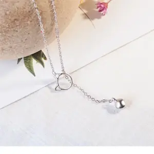 Silver Cat Pendant Necklace 15-20mm Adjustable Chain 7 S970e0522f464437a89be6895142150e7O