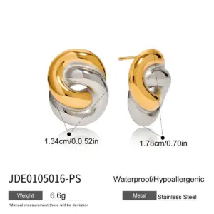 Stainless Steel Two-Tone Geometric Earrings 13 S97165ec0a16842bf9d6472c0c6093d2e0