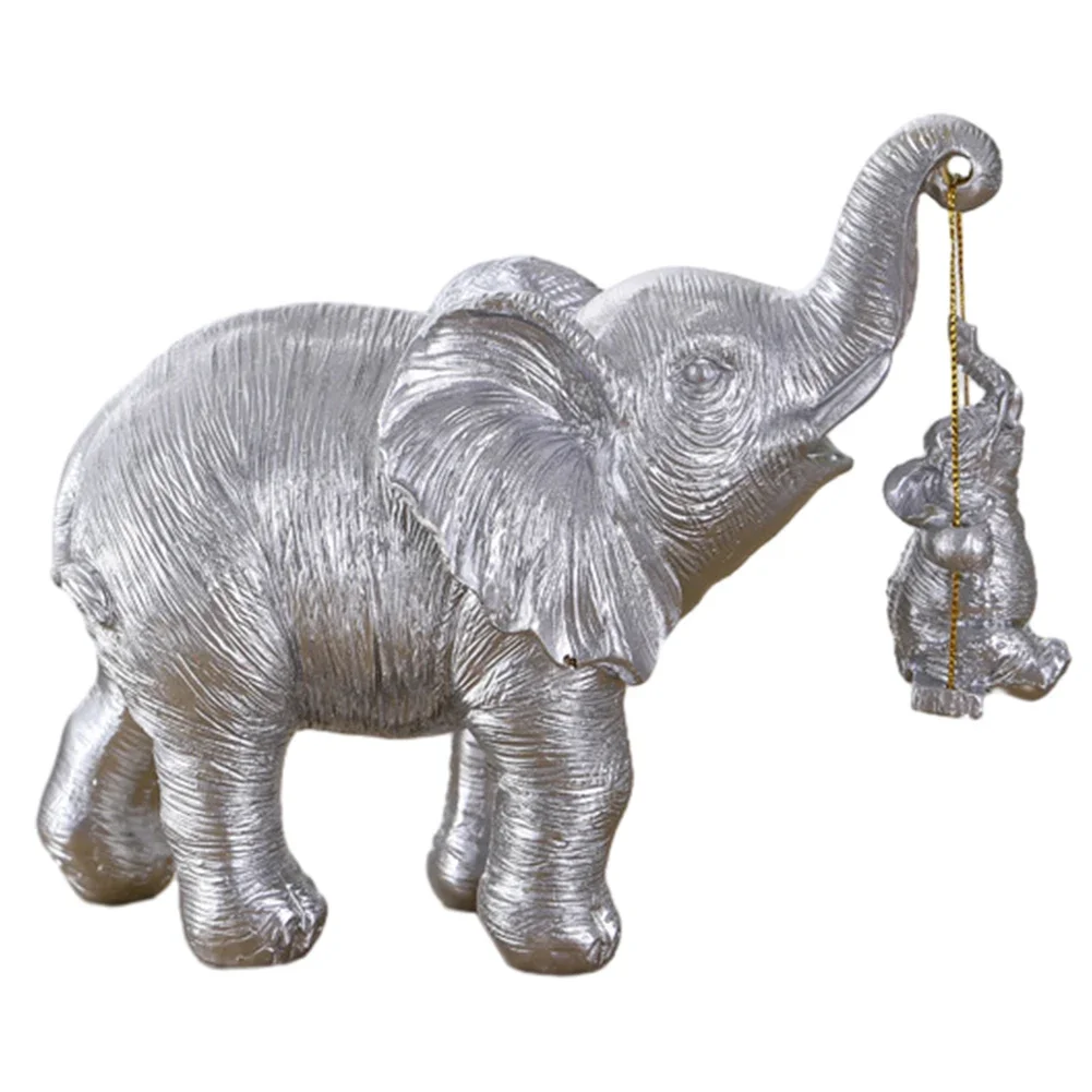 Gold and Silver Mother Elephant Figurine 7 Gold and Silver Mother Elephant Figurine - Image 7