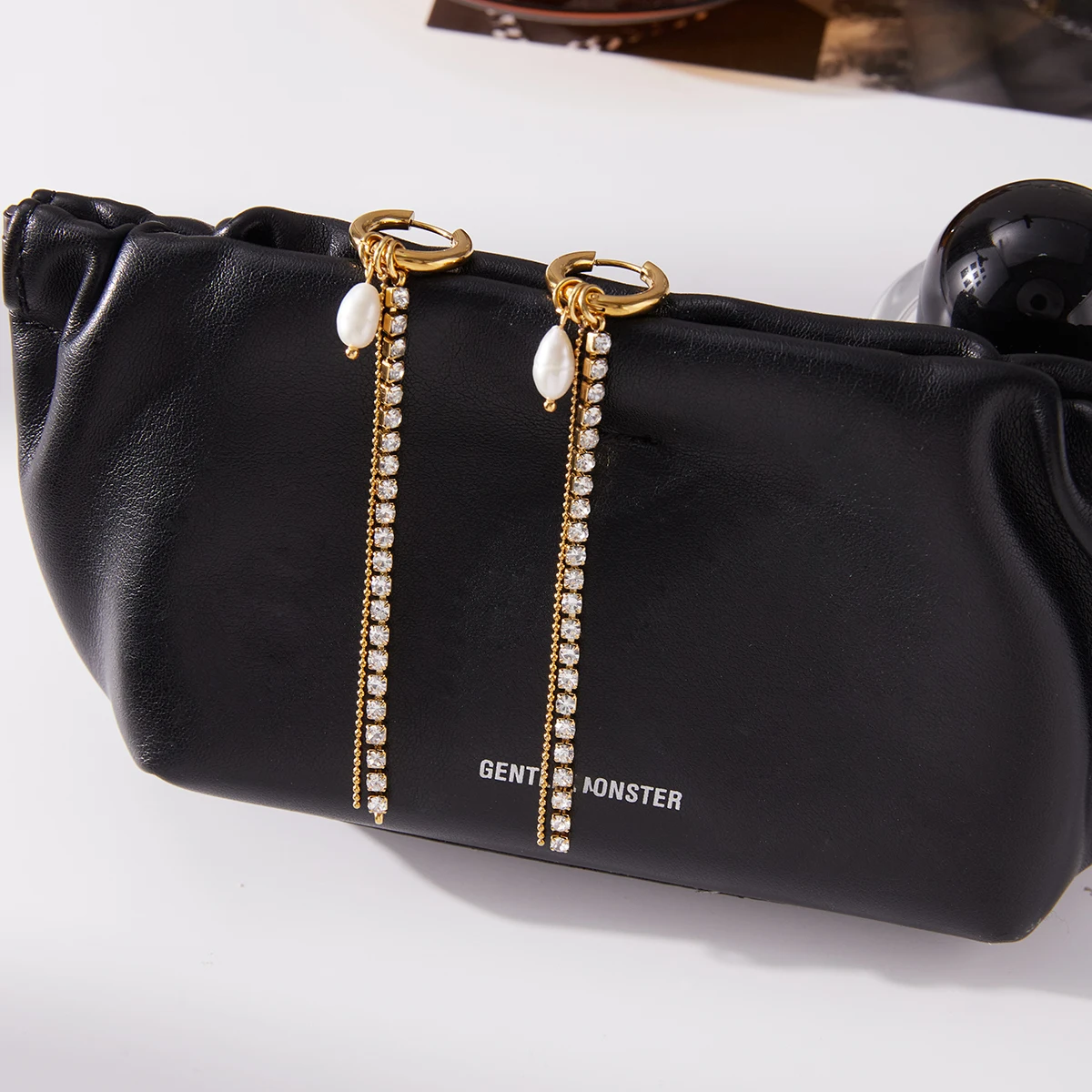 Stainless Steel Pearl Drop Earrings 5 Stainless Steel Pearl Drop Earrings - Image 5