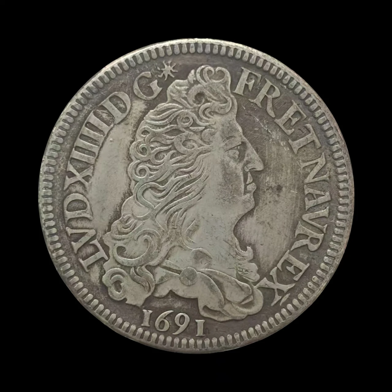 French Louis XIV Copper Coin Replica 38mm 2 French Louis XIV Copper Coin Replica 38mm - Image 2