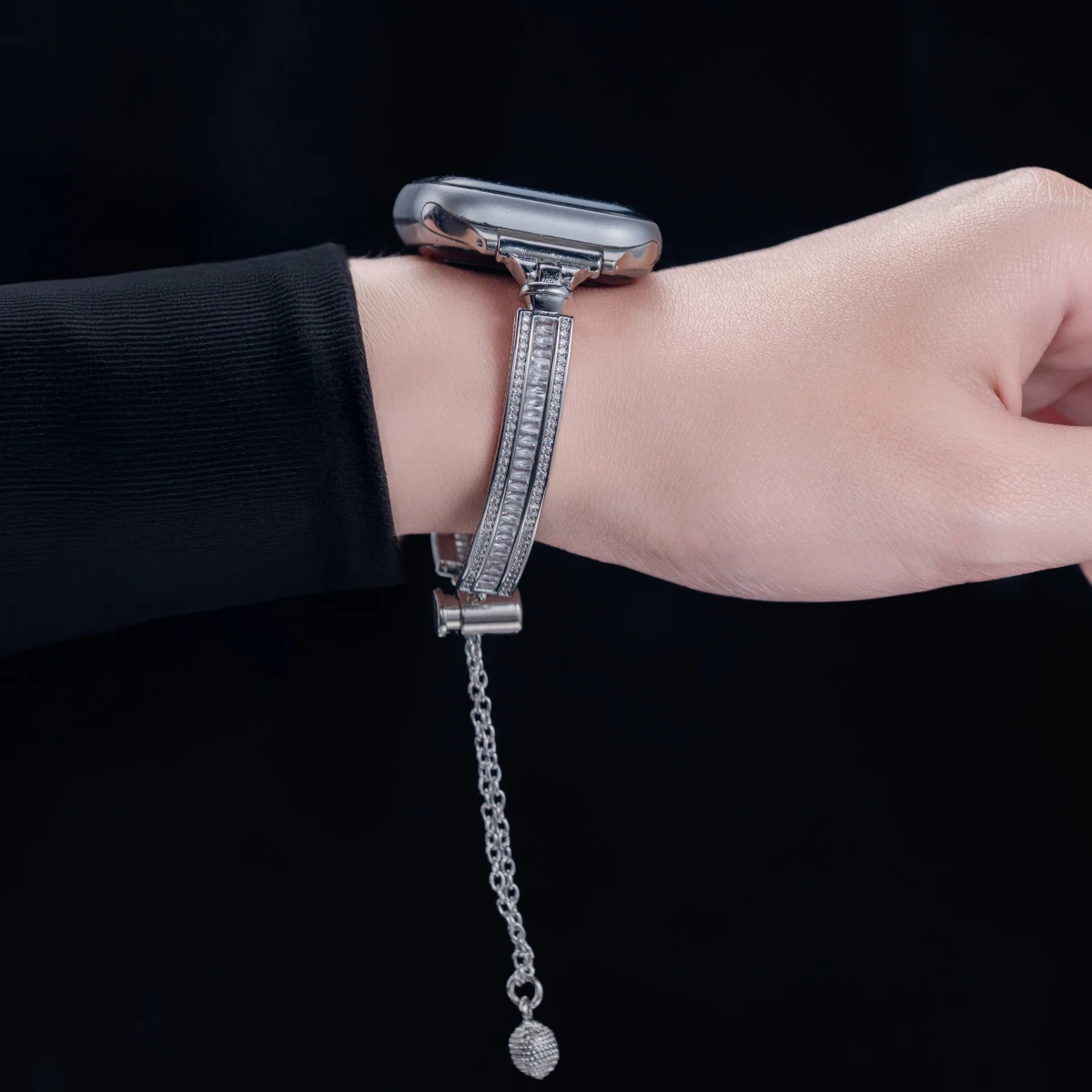 Stainless Steel Diamond-Accent Apple Watch Band 4 Stainless Steel Diamond-Accent Apple Watch Band - Image 4