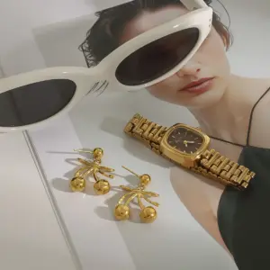 Gold Stainless Steel Cherry Earrings JDE0111022 8 S980ba652943446199470d25fb2b570d5q