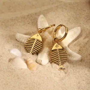 Gold Finish Fish Bone Earrings for Women 12 S9821fcb147be402dab034412bc75185fd