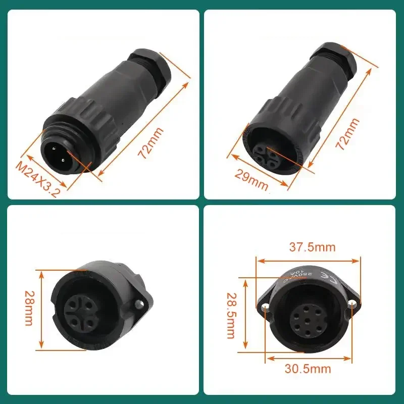 Industrial Waterproof IP67 Electrical Connector for 4/7 Pins 2 Industrial Waterproof IP67 Electrical Connector for 4/7 Pins - Image 2