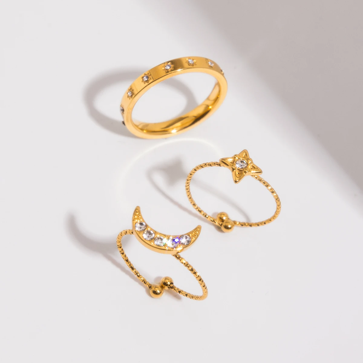 Multi-Layered Stainless Steel Women's Ring Set 2 Multi-Layered Stainless Steel Women's Ring Set - Image 2