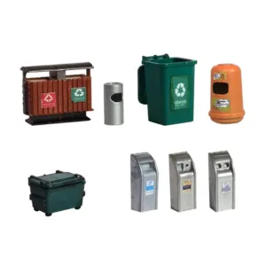 Miniature Waste Bins Set for Dioramas