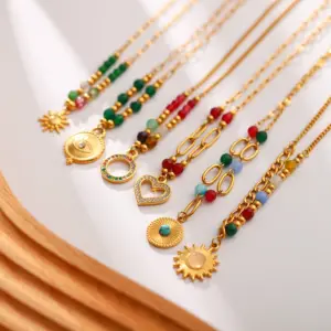 Gold-Tone Stainless Steel Necklace with Beads 12 S988a010bcdb045968f03922e82bbb131r