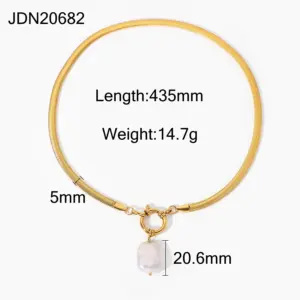 Elegant Stainless Steel Gold Pearl Necklace 19 S98edbfd9e0c948c28f2d0b3a407320faO