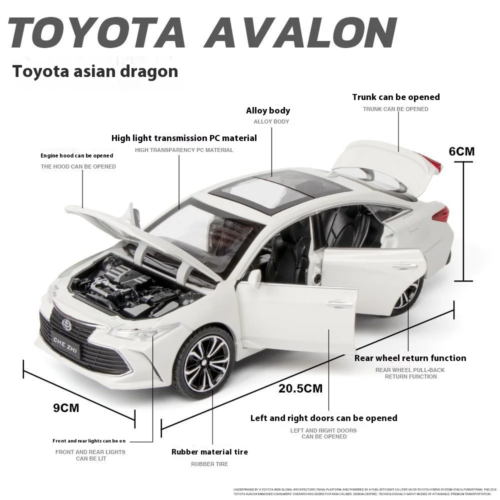 White 1:24 Scale Toyota Avalon Diecast Model 3 White 1:24 Scale Toyota Avalon Diecast Model - Image 3