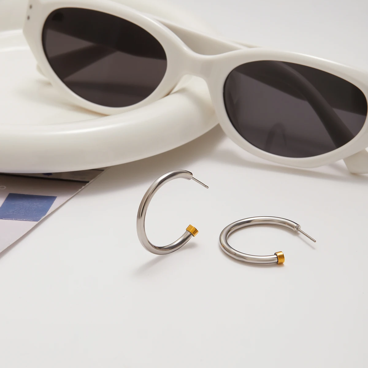 Stainless Steel Letter C Earrings 45mm 5 Stainless Steel Letter C Earrings 45mm - Image 5