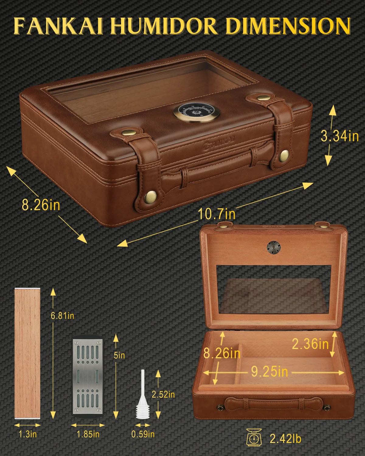 Stylish Travel Cigar Humidor with Glass Top 4 Stylish Travel Cigar Humidor with Glass Top - Image 4