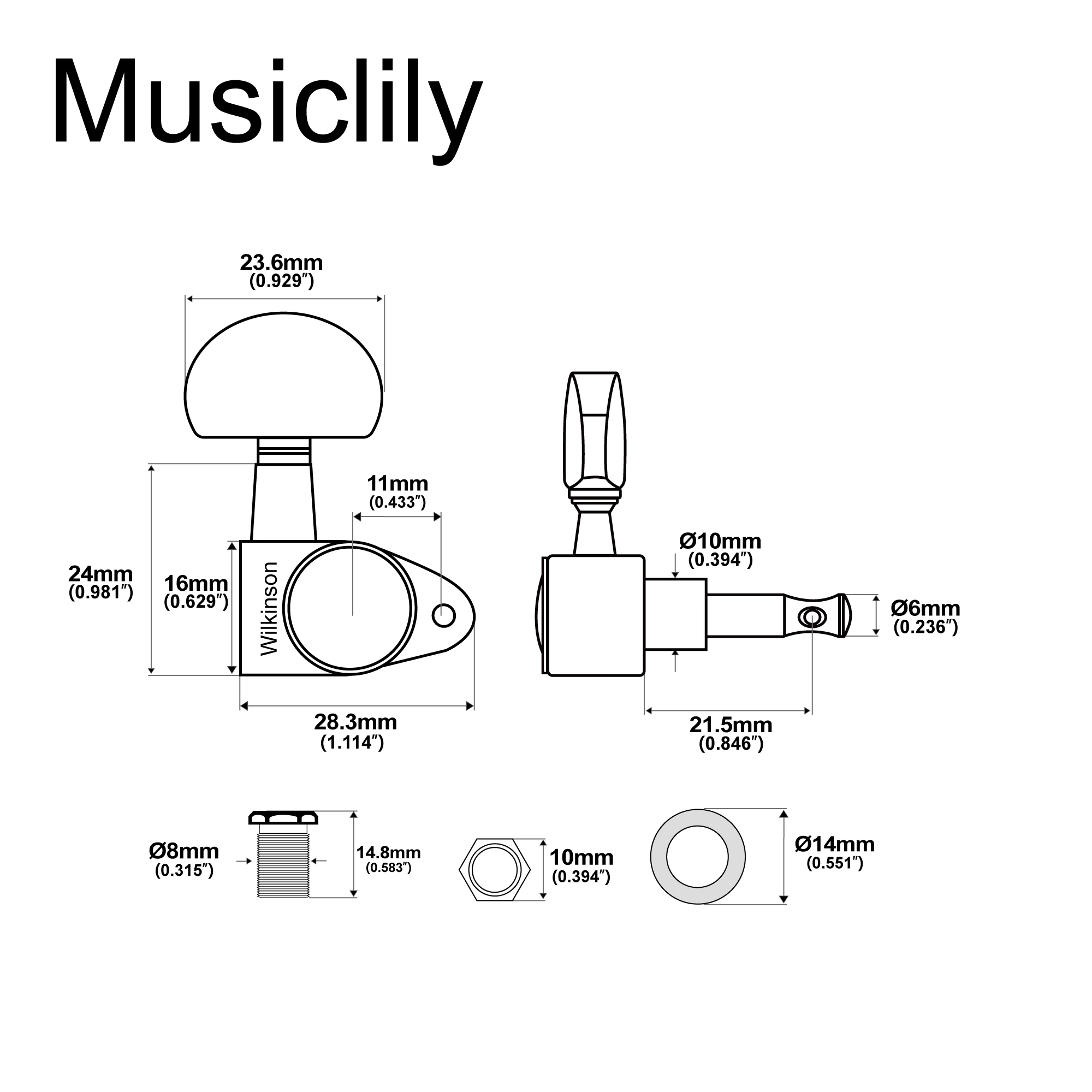 Wilkinson 3R3L Guitar Tuning Machines Set 2 Wilkinson 3R3L Guitar Tuning Machines Set - Image 2