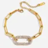 Stainless Steel Gold-Tone Oval Link Bracelet