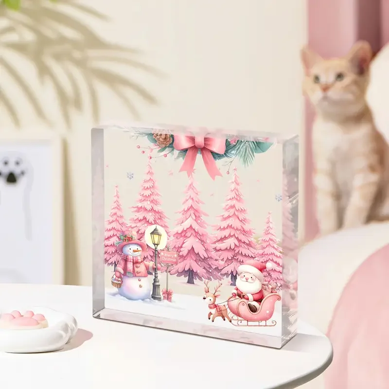 Pink Christmas Scene Acrylic Wall Decor 4 Pink Christmas Scene Acrylic Wall Decor - Image 4