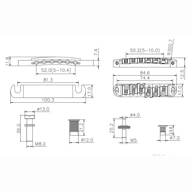 Premium Locking Roller Bridge for 6-String Guitars 3 Premium Locking Roller Bridge for 6-String Guitars - Image 3