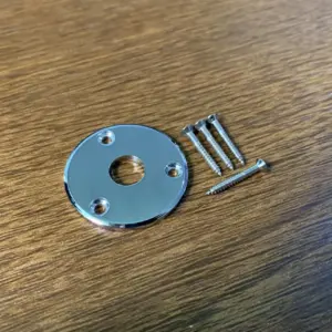 Round Metal Guitar & Bass Jack Plate in Chrome or Black 13 S9a00ad0052d74e8ab06b0186873d5d85B
