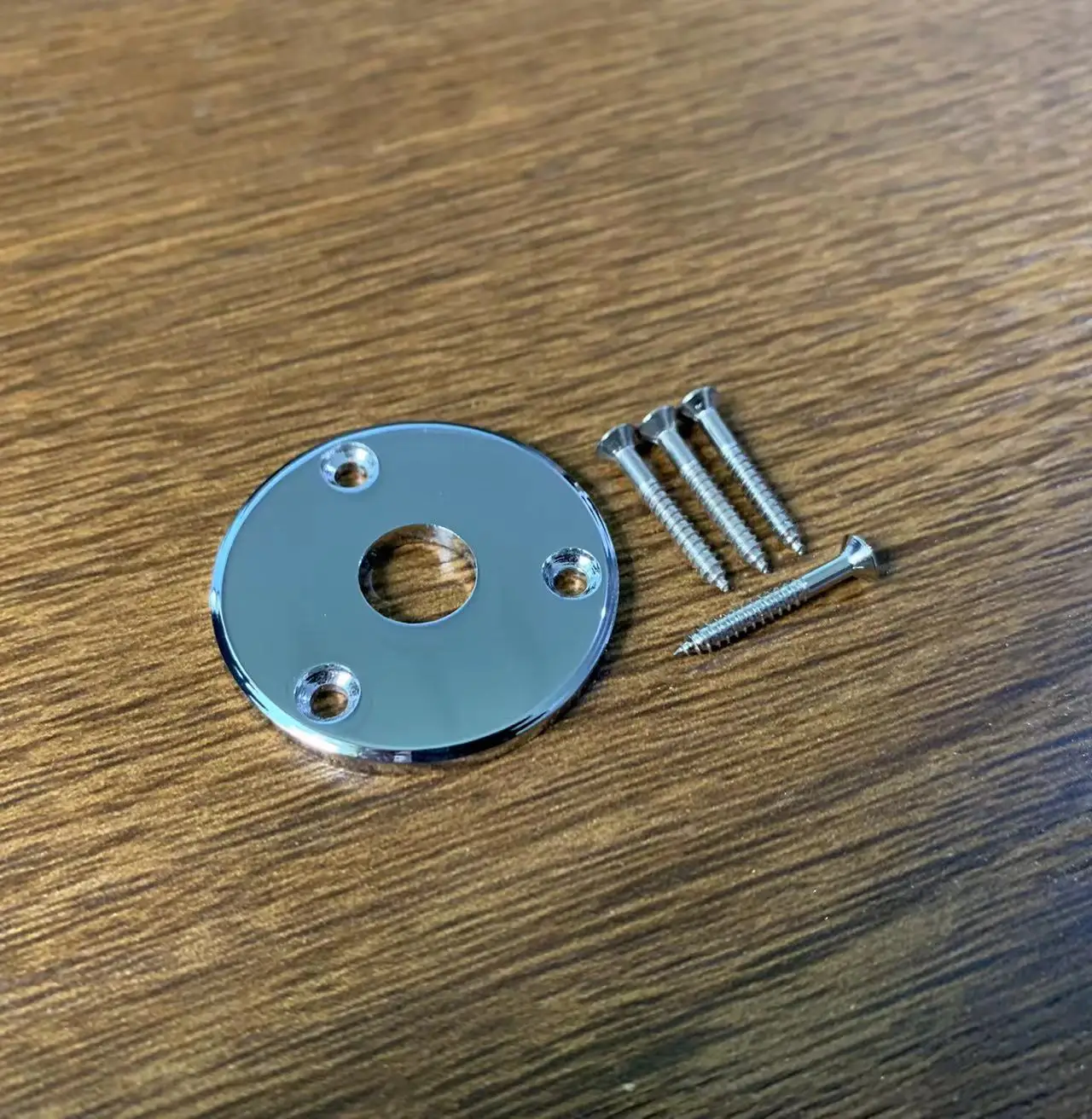 Round Metal Guitar & Bass Jack Plate in Chrome or Black 7 Round Metal Guitar & Bass Jack Plate in Chrome or Black - Image 7