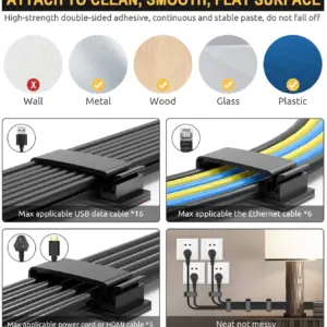 Black Cable Management Clips Set 15 S9a10d19d2b5f4dda9164e1e77198ea63w