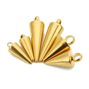 Stainless Steel Cone Charms Set of 10 14 S9a355b4da42b44718746e4863cfb8573H