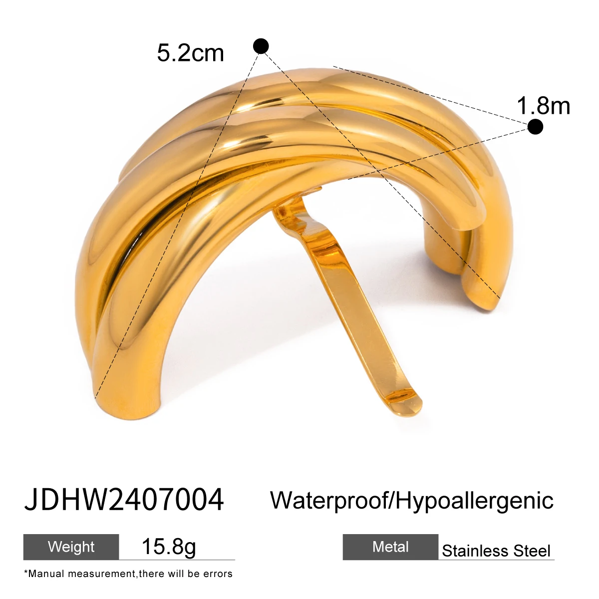 Gold Stainless Steel U-Shaped Hairpin Model JDHW2407001 7 Gold Stainless Steel U-Shaped Hairpin Model JDHW2407001 - Image 7