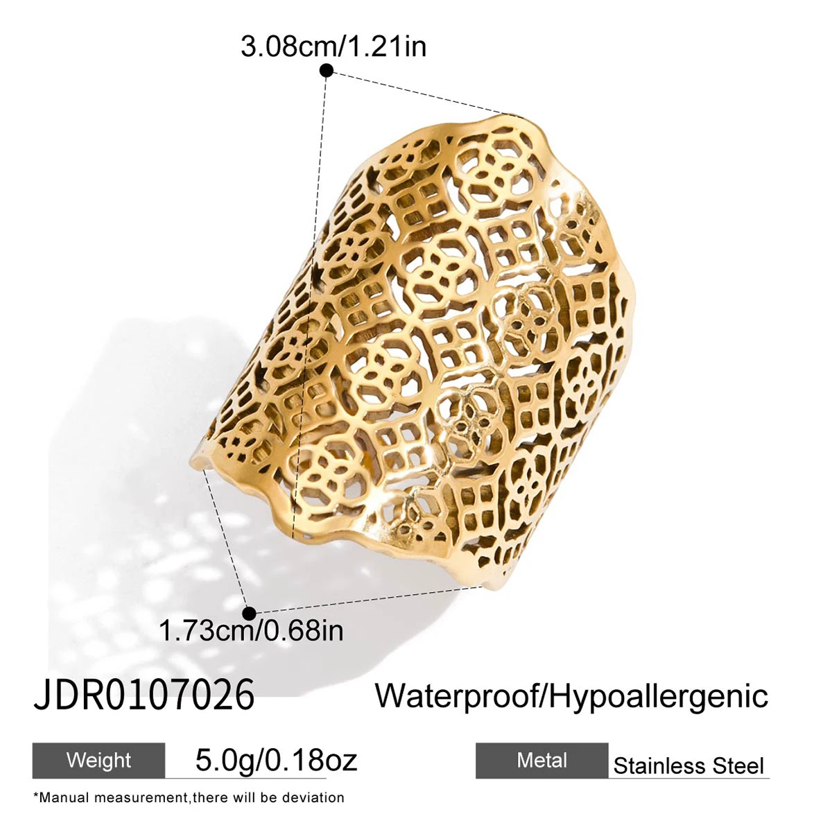 Stainless Steel Gold Geometric Ring for Women 7 Stainless Steel Gold Geometric Ring for Women - Image 7