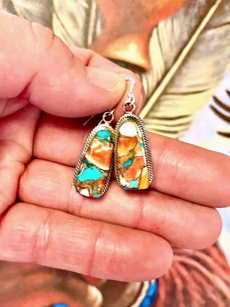 Ethnic Oval Stone Drop Earrings for Women 2 Ethnic Oval Stone Drop Earrings for Women - Image 2