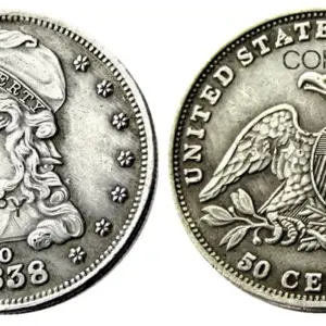 Vintage US Capped Bust Half Coin Replica 1838-1839 12 S9a8b986dea734a4889ff5da84233753c3