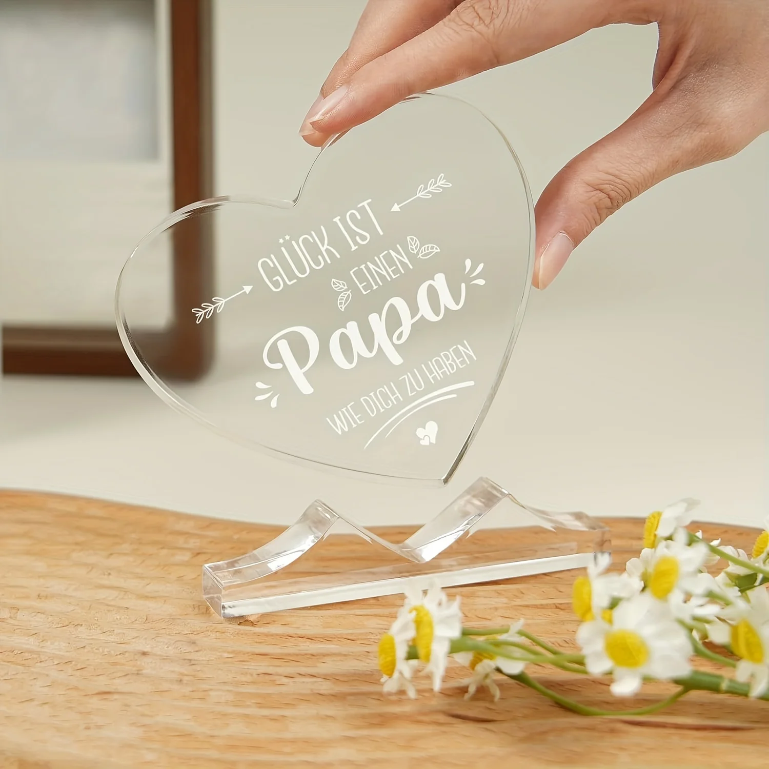 Heart-Shaped Acrylic Dad Gift with Stand 2 Heart-Shaped Acrylic Dad Gift with Stand - Image 2