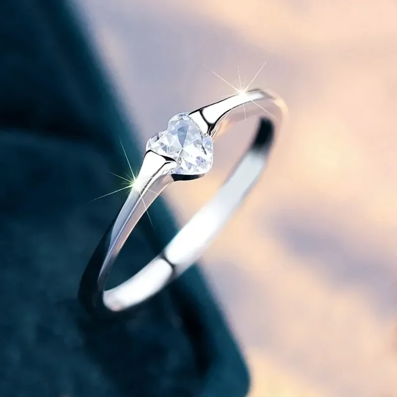 Heart-Shaped Cubic Zirconia Silver Ring 2 Heart-Shaped Cubic Zirconia Silver Ring - Image 2