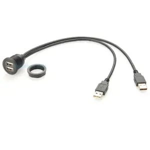 Dual USB 2.0 Extension Cable with Mounting Flange 8 S9adf237a35274fa8b3983d1f7d260f87Y
