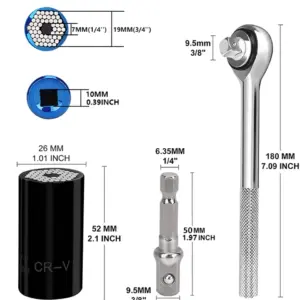 Universal Torque Wrench Head Set with Socket & Adapter 11 S9afa490167b746f789a7e669fb62a13dQ 1