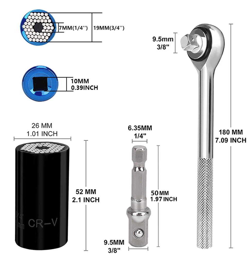 Universal Torque Wrench Head Set with Socket & Adapter 2 Universal Torque Wrench Head Set with Socket & Adapter - Image 2