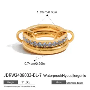 Women's Stainless Steel Zirconia Double-Layer Ring 16 S9b0c43e065294a218494e3c2397d477ev