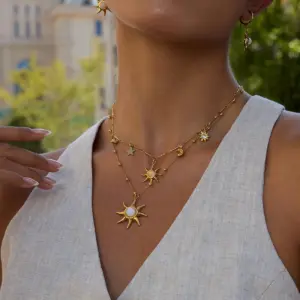 Stainless Steel Sunburst Pendant Necklace 8 S9b1605d600e84352a856865f2f2438dc9