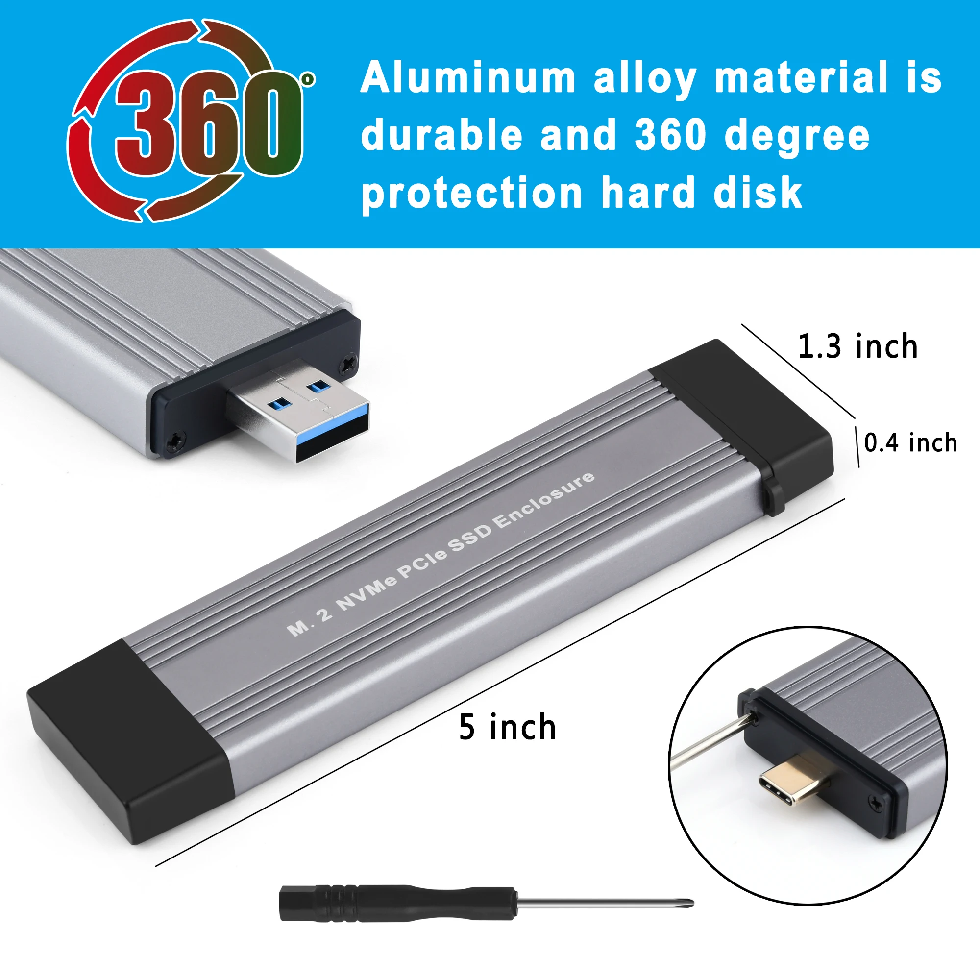 Aluminum NVMe M.2 SSD Enclosure 10Gbps 4 Aluminum NVMe M.2 SSD Enclosure 10Gbps - Image 4