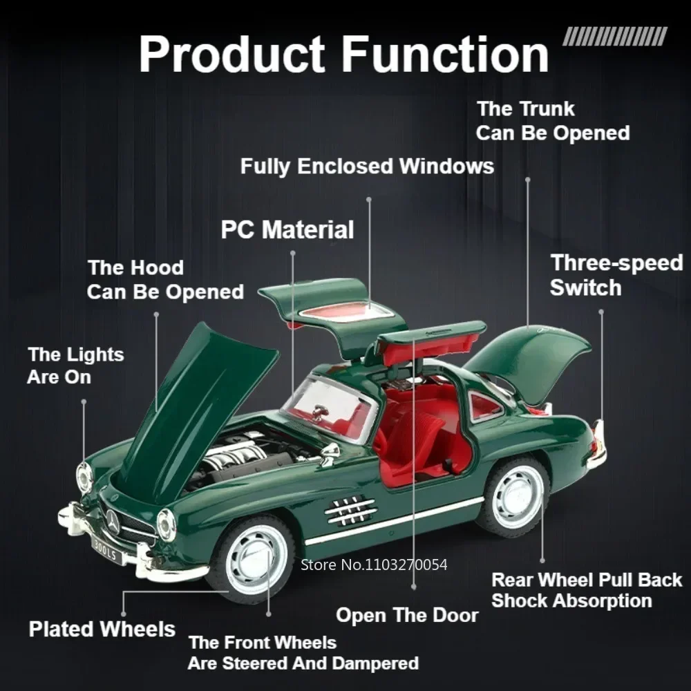 Vintage 1:32 Scale Diecast Car Model with Lights 6 Vintage 1:32 Scale Diecast Car Model with Lights - Image 6