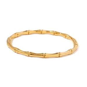 Gold-Tone Stainless Steel Bamboo Bracelet for Women