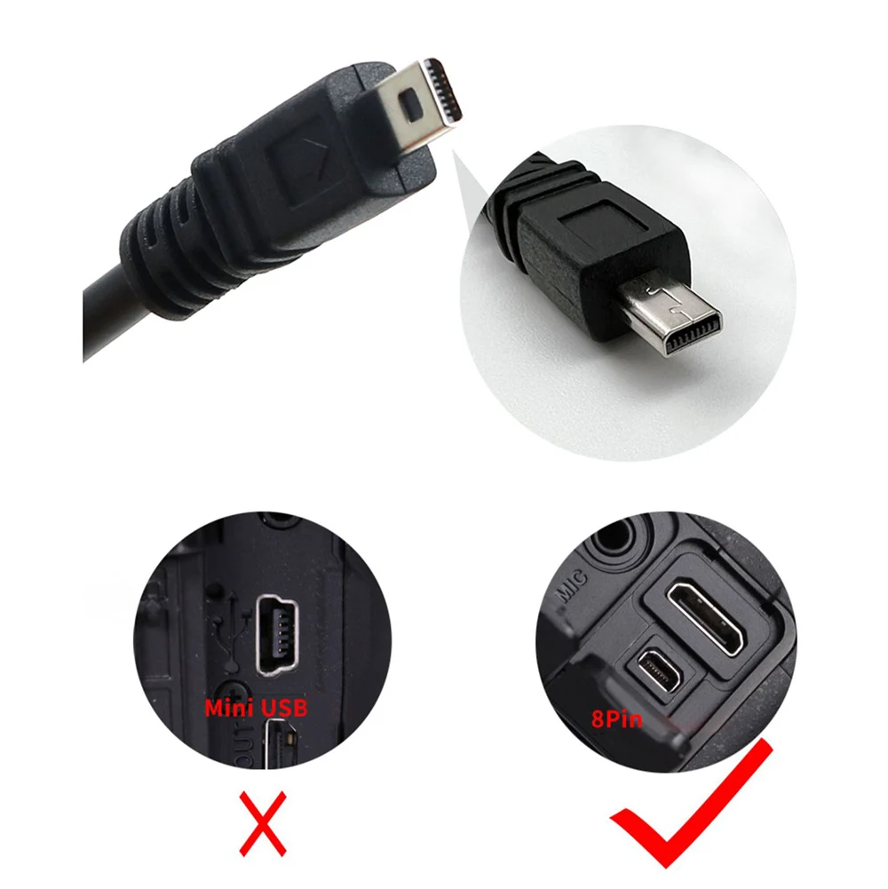 USB to Mini 8P Data Cable for Cameras and Phones 2 USB to Mini 8P Data Cable for Cameras and Phones - Image 2