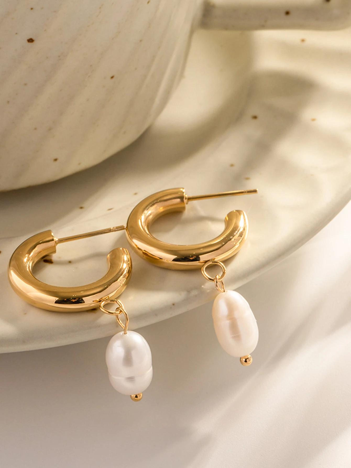 Stainless Steel Pearl Drop Earrings for Women 5 Stainless Steel Pearl Drop Earrings for Women - Image 5