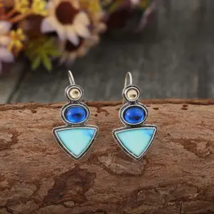 Vintage Geometric Drop Earrings in Silver or Gold 7 S9b7ef01f4c75420388865f56195943eas