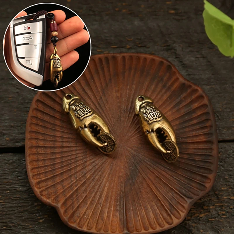 Brass Crab Claw Lucky Keychain 4 Brass Crab Claw Lucky Keychain - Image 4