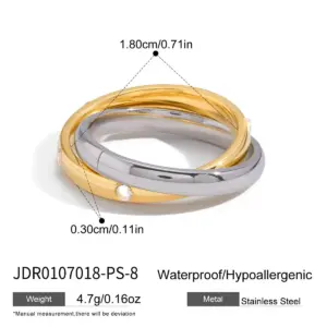 Elegant Gold-Tone Stainless Steel Women's Ring 15 S9b92e1716b9644cea8d54a47d3b82ff7s