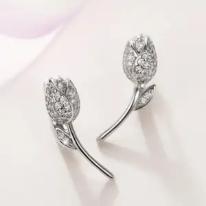 Flower Stud Earrings with Cubic Zirconia 8 S9b95bd276817474886cbf0e7c12977fbJ