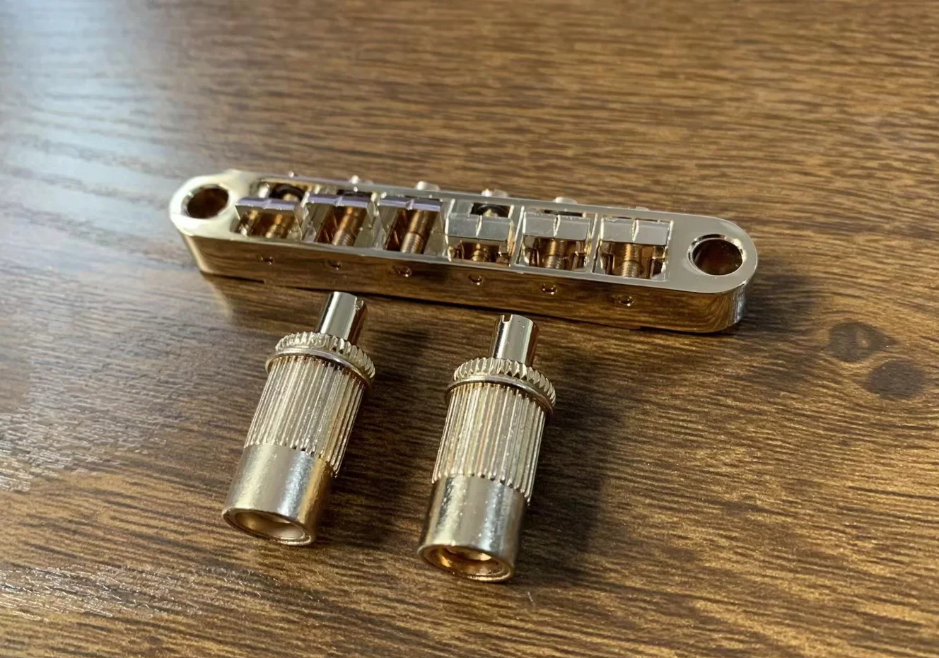 Gold Finish Six-String Guitar Bridge 3 Gold Finish Six-String Guitar Bridge - Image 3