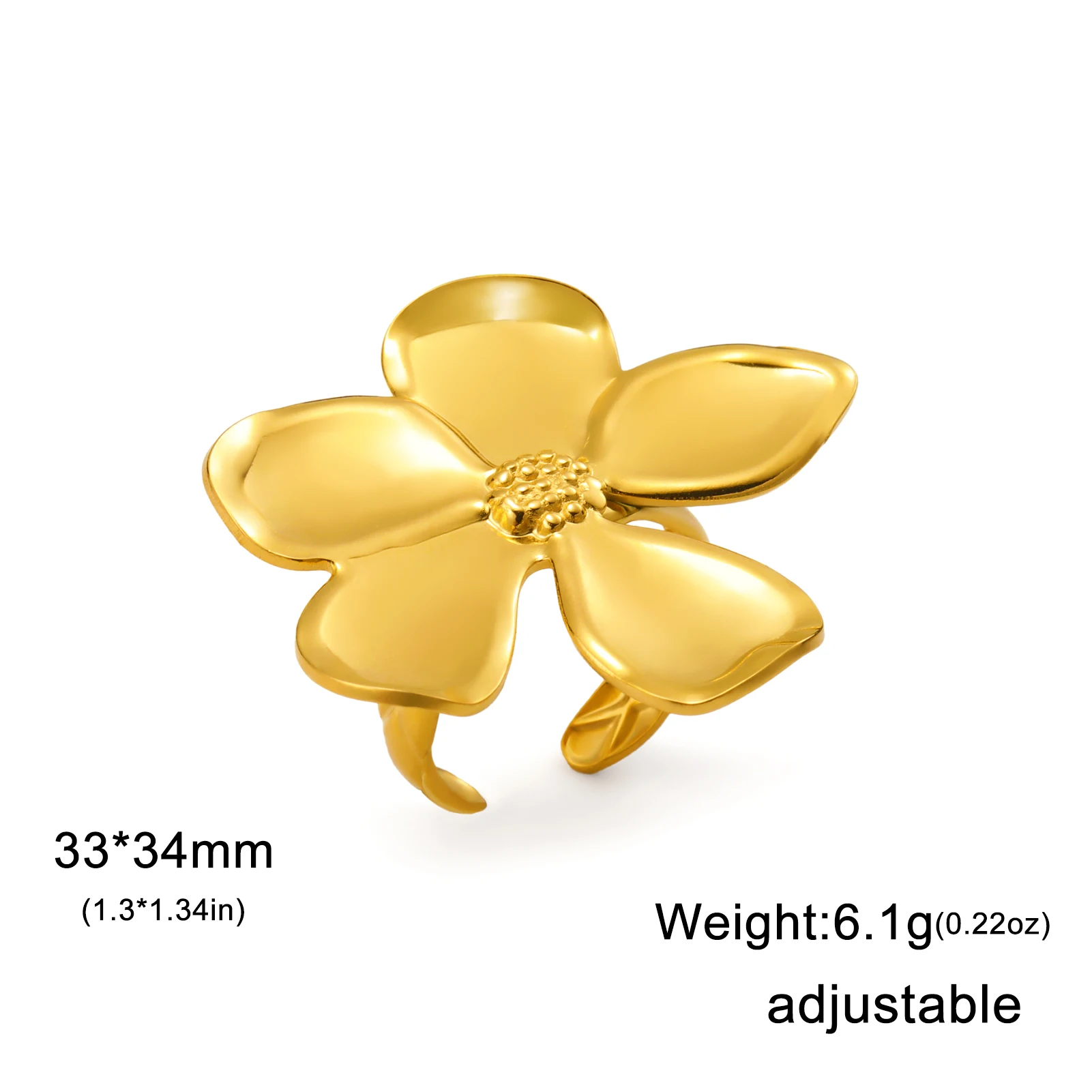 Stainless Steel Gold Flower Ring 7 Stainless Steel Gold Flower Ring - Image 7