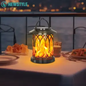 Outdoor Solar Lantern with Flickering Amber Glow