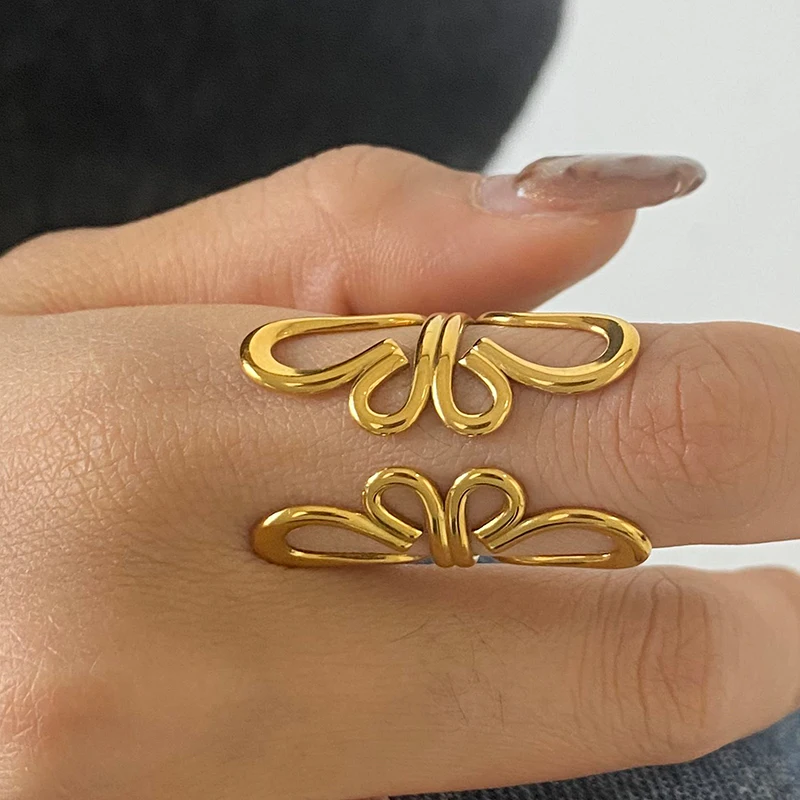 Elegant Gold Floral Stainless Steel Ring 3 Elegant Gold Floral Stainless Steel Ring - Image 3