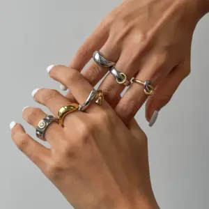 Stainless Steel Irregular Ring in Gold Tone