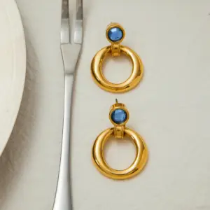 Stainless Steel Blue Zirconia Hoop Earrings 8 S9c36d54e8ce64ab783d48535ae7a739fL